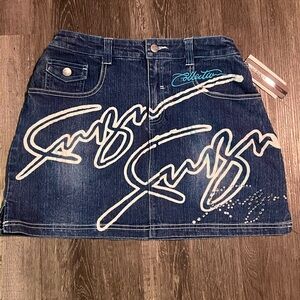 FUBU Blue Denim Skirt with White Script